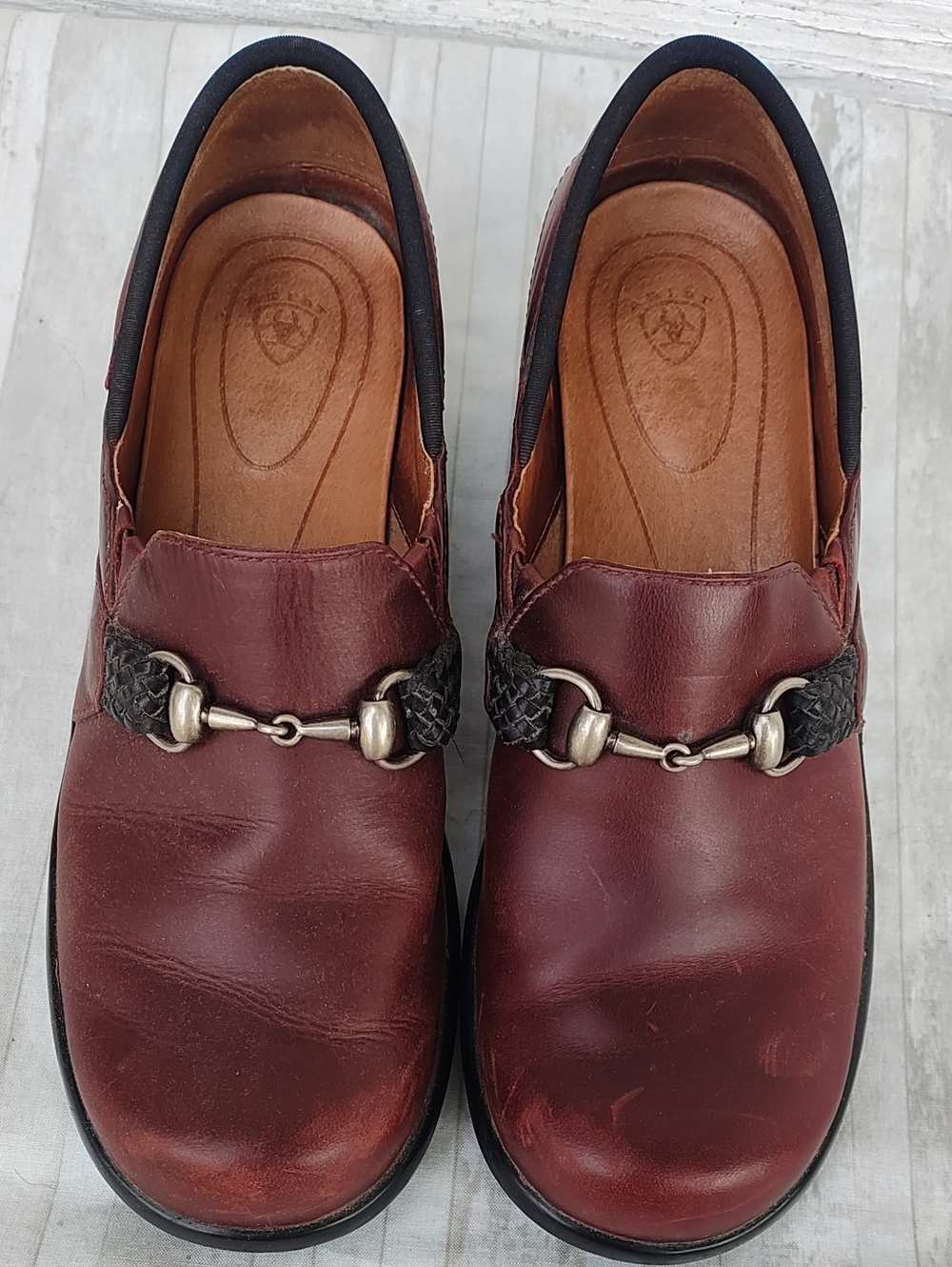 Ariat Women's Burgundy Leather Slip-On Mules with Silver Detail
